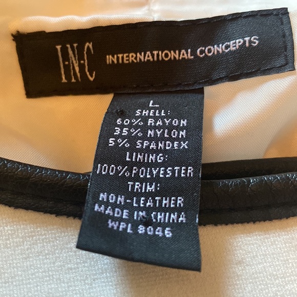 INC-International Concepts Jacket-White with Black Vegan Leather Trim. Size L. - Picture 4 of 8